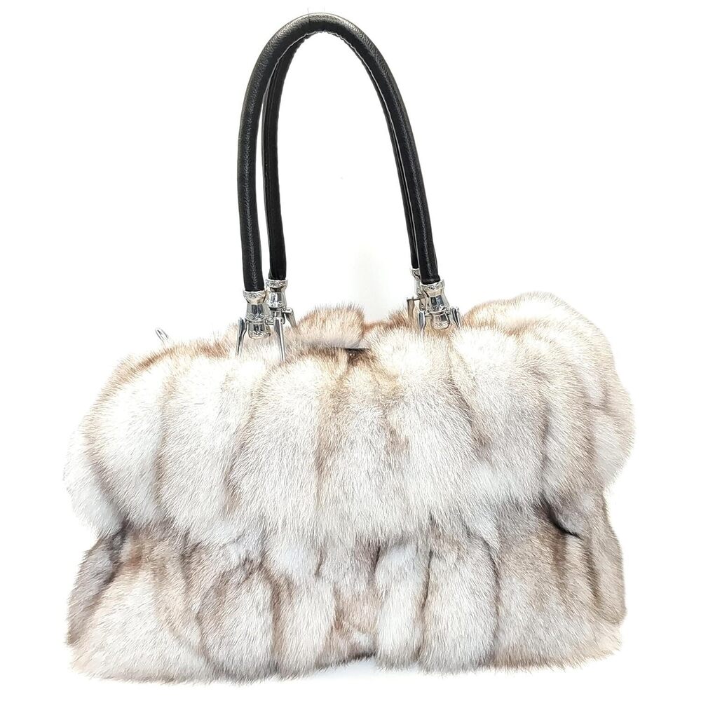 Women's Large Genuine Fox Fur Handbag – Spacious, Luxurious Design with